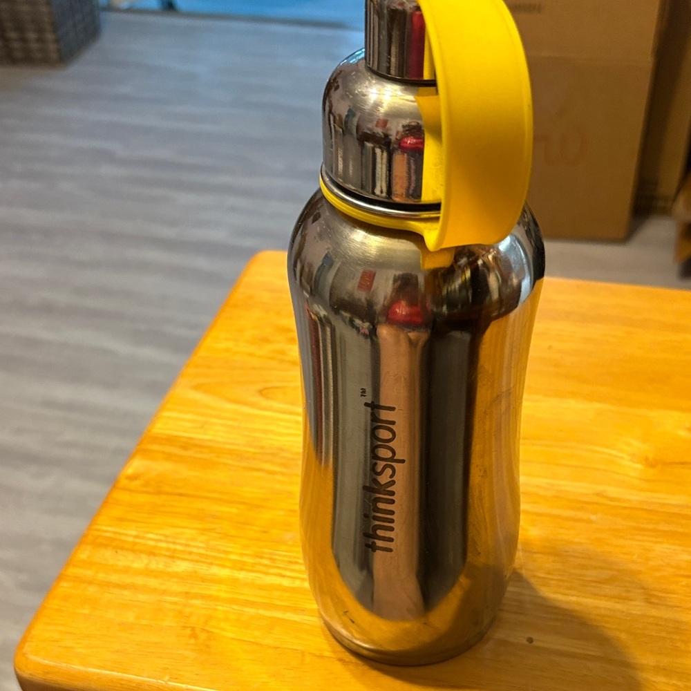 Stainless Steel Water Bottle with Yellow Handle